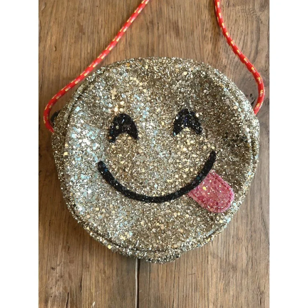 NWT! Crewcuts Gold Sparkle Emoji Purse